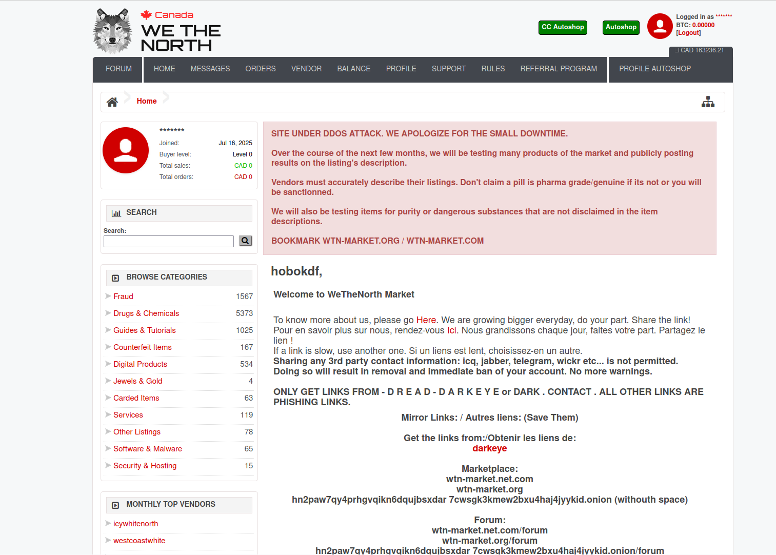 WeTheNorth Shop Dashboard Interface